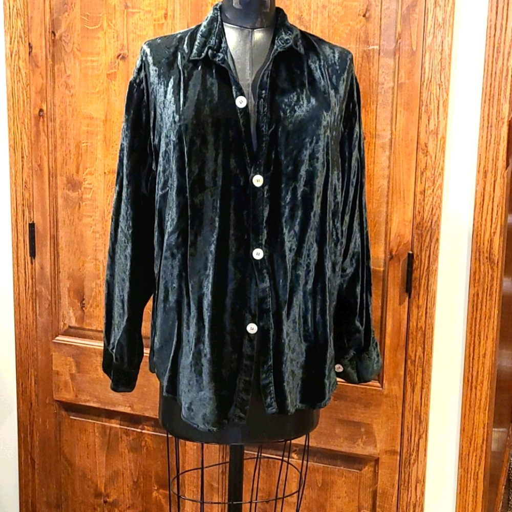 Forest Green Velvet Shirt/Jacket